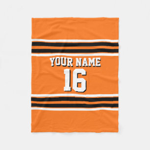 Pumpkin Orange Blk Team Jersey Custom Number Name Fleece Blanket