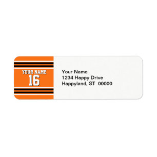 Pumpkin Orange Blk Team Jersey Custom Number Name Label