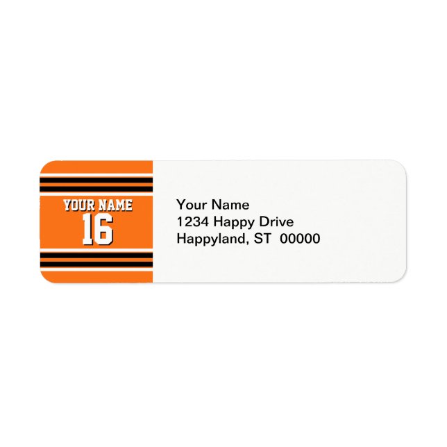 Pumpkin Orange Blk Team Jersey Custom Number Name Label (Front)