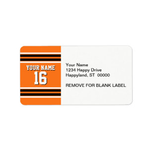 Pumpkin Orange Blk Team Jersey Custom Number Name Label