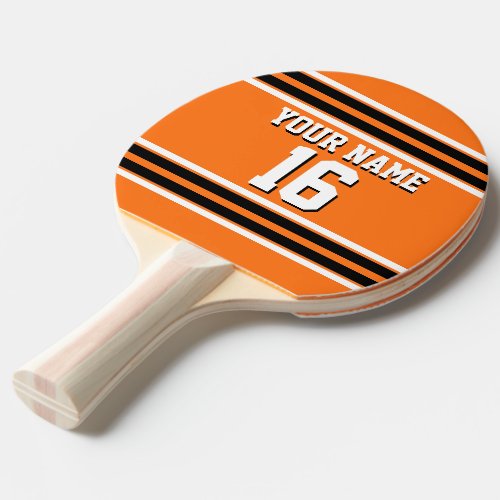 Pumpkin Orange Blk Team Jersey Custom Number Name Ping_Pong Paddle