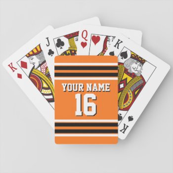 Pumpkin Orange Blk Team Jersey Custom Number Name Playing Cards by FantabulousSports at Zazzle