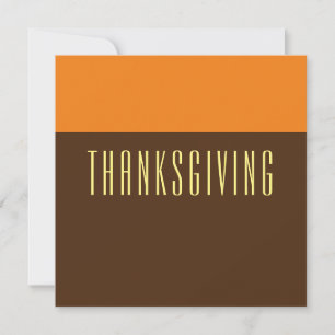 Pumpkin Orange Brown Color Block THANKSGIVING Holiday Card