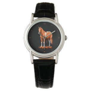 Pumpkin Orange Dripping Wet Paint Horse Watch