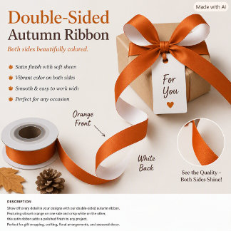 Pumpkin Orange Fall Gift Wrapping - Craft Satin Ribbon