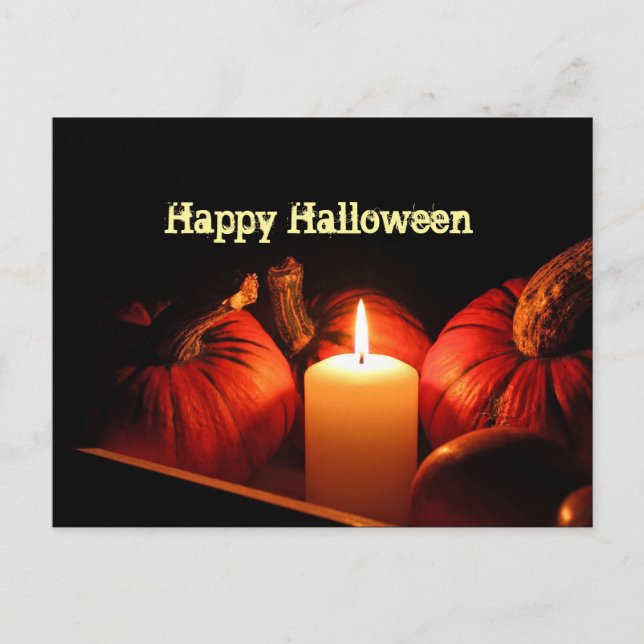 Pumpkin Orange Flame Halloween Photo Halloween Postcard (Front)