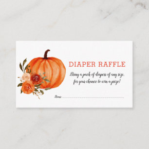 Pumpkin Orange Floral Diaper Raffle Baby Shower Enclosure Card