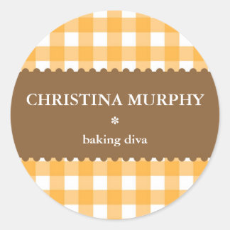 Pumpkin orange gingham homemade food label seal