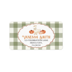 Pumpkin Orange Gingham Silly Goose Baby Shower Label