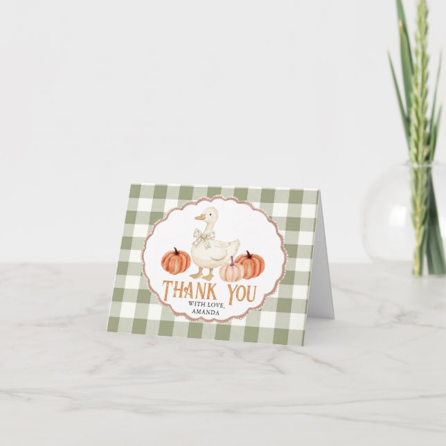 Pumpkin Orange Goose Baby Shower Thankyou Card (Front)