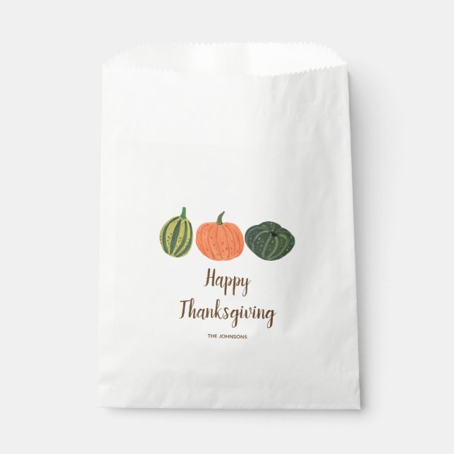 Pumpkin orange & green thanksgiving  favor bag (Front)