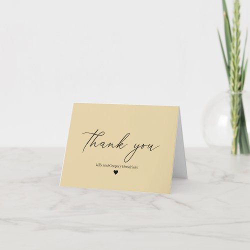 Pumpkin Orange Heart Wedding Thank You Card