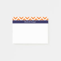 Pumpkin Orange Lg Chevron Navy Name Monogram
