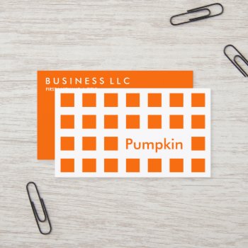 Pumpkin Orange Mod Squares Business Card by identica at Zazzle