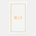 Pumpkin Orange Monogram Initial Fall Wedding Paper Guest Towels