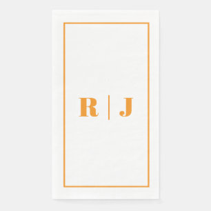 Pumpkin Orange Monogram Simple Fall Autumn Wedding Paper Guest Towels