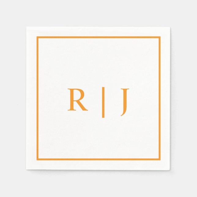 Pumpkin Orange Monograms Autumn Fall Wedding Napkins (Front)