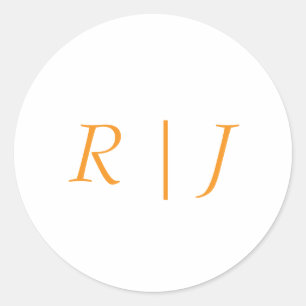 Pumpkin Orange Monograms Fall Autumn Wedding Classic Round Sticker