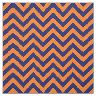 Pumpkin Orange Navy Blue LG Chevron Pattern 12I Fabric