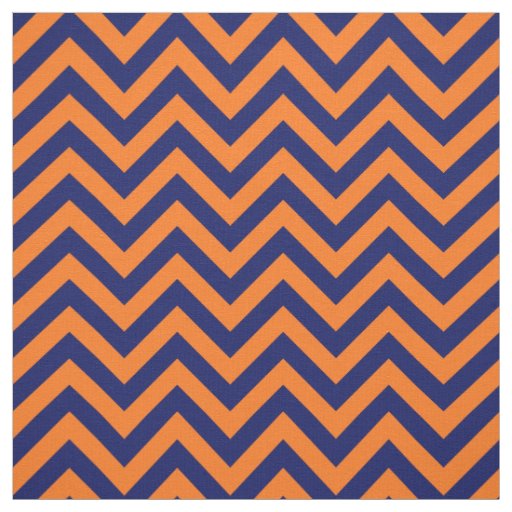 Pumpkin Orange Navy Blue LG Chevron Pattern 12I Fabric