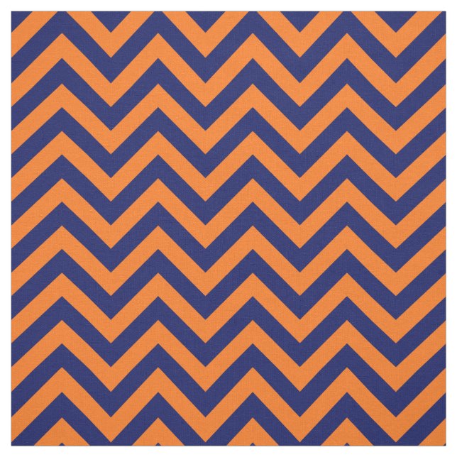 Pumpkin Orange Navy Blue LG Chevron Pattern 12I Fabric (Swatch)