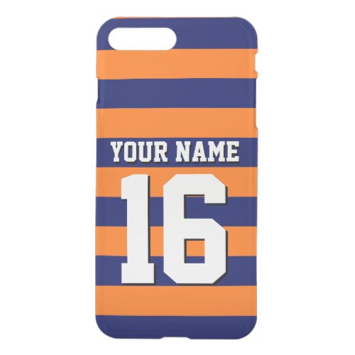 Pumpkin Orange Navy Blue Team Jersey Preppy Stripe iPhone 8 Plus7 Plus Case