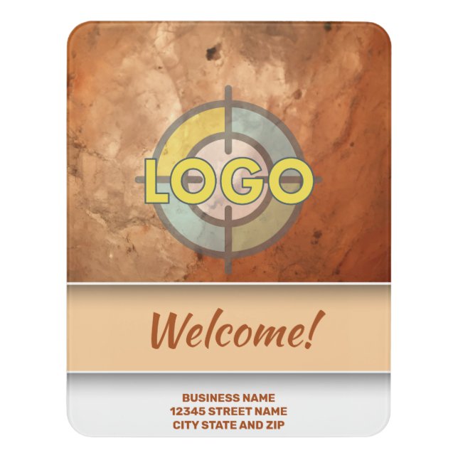 Pumpkin Orange Peach Marble Professional Office Door Sign (Contemporary Vert)