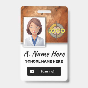 Pumpkin Orange Photo ID Logo Personalized Work Badge