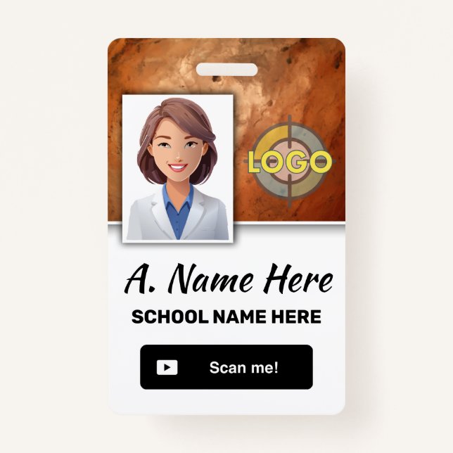 Pumpkin Orange Photo ID Logo Personalized Work Badge (Front)