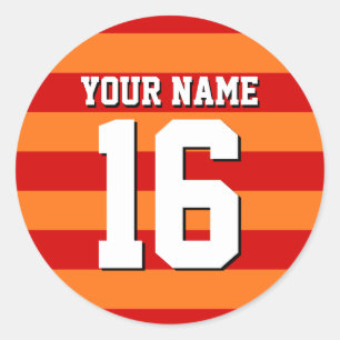 Pumpkin Orange Red Team Jersey Preppy Stripe Classic Round Sticker