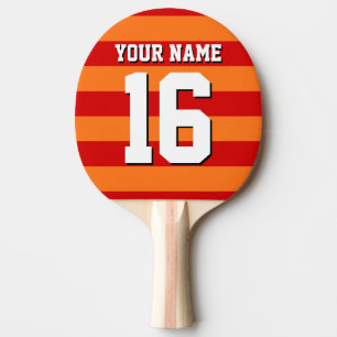 Pumpkin Orange Red Team Jersey Preppy Stripe Ping-Pong Paddle