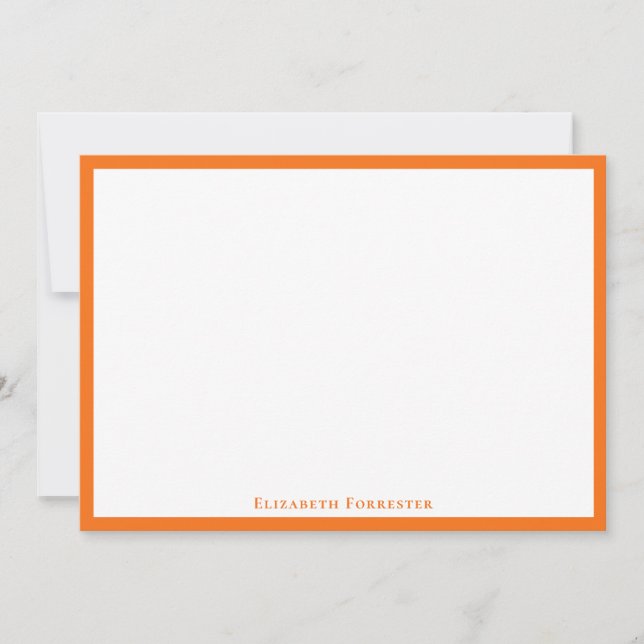 Pumpkin Orange Simple Minimalist Border Note (Front)