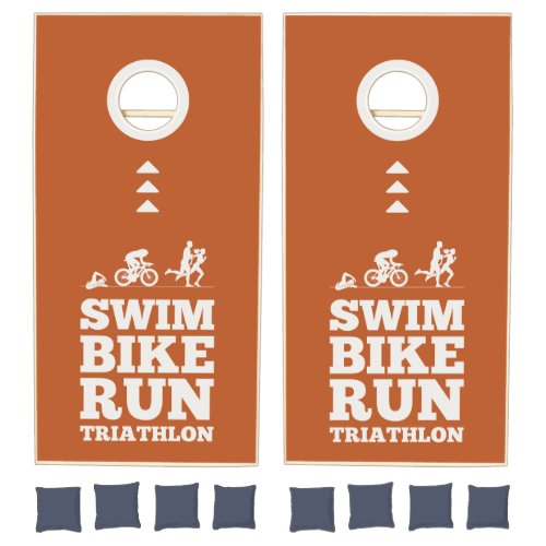 Pumpkin Orange â Swim Bike Run Triathlon Bag Toss Cornhole Set