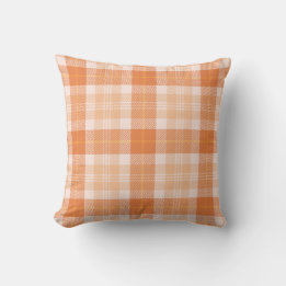 Pumpkin Orange Traditional Tartan Fall Plaid Throw Pillow