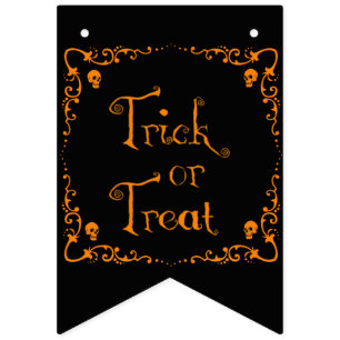 Pumpkin Orange Trick or Treat Bunting Flags
