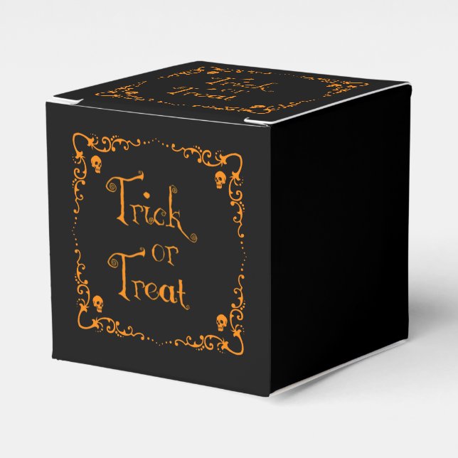 Pumpkin Orange Trick or Treat  Favor Boxes (Front Side)