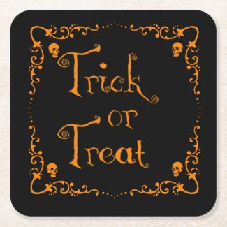 Pumpkin Orange Trick or Treat Paper Coaster