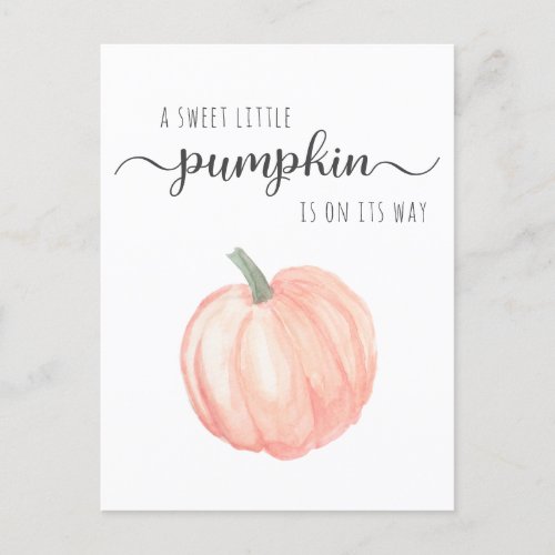 Pumpkin Orange Watercolor Baby Shower Invitation Postcard