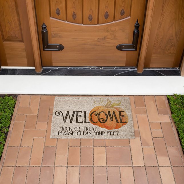Pumpkin orange welcome wipe your feet fiber doormat (Insitu (Outdoor))