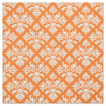 Pumpkin Orange, White Damask Pattern #3 Size6