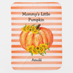 Pumpkin Orange White Fall Rustic Baby Blanket