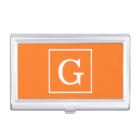Pumpkin Orange White Framed Initial Monogram