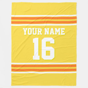 Pumpkin Orange White Sports Jersey Fleece Blanket