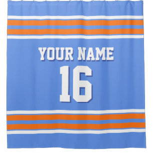 Pumpkin Orange White Stripes Sports Jersey Shower Curtain