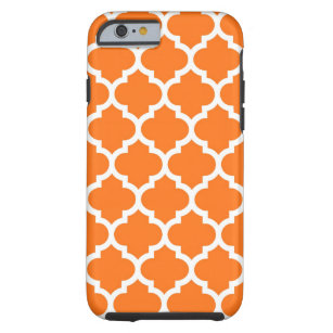 Pumpkin Orange Wht Moroccan Quatrefoil Pattern #5 Tough iPhone 6 Case
