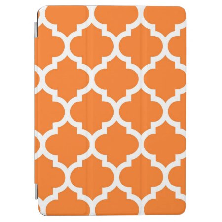 Pumpkin Orange Wht Moroccan Quatrefoil Pattern #5 Ipad Air Cover