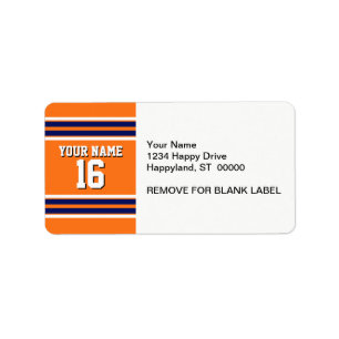 Pumpkin Orange with Navy White Stripes Team Jersey Label