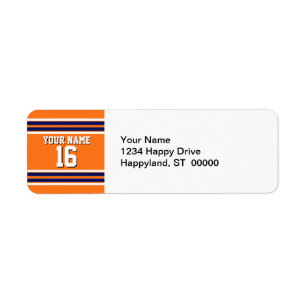 Pumpkin Orange with Navy White Stripes Team Jersey Label