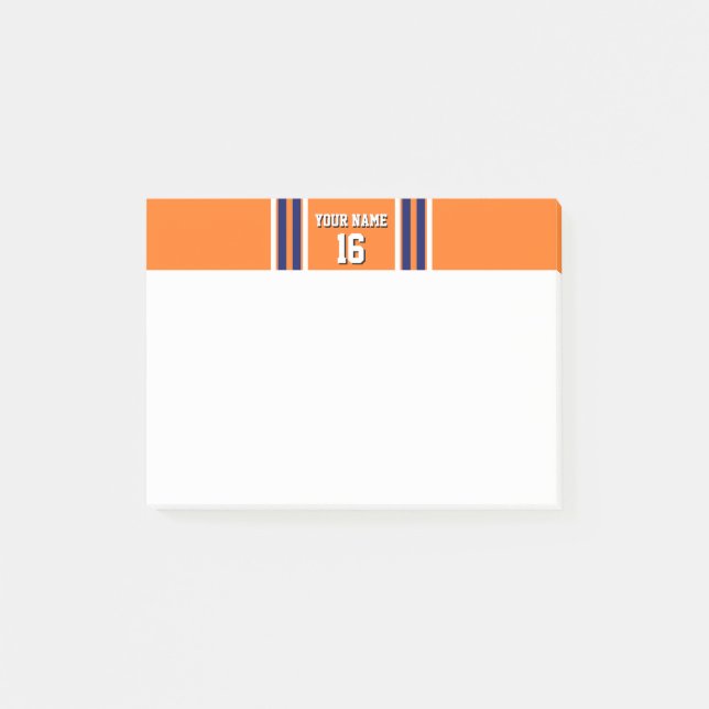 Pumpkin Orange with Navy White Stripes Team Jersey Post-it Notes (Front)