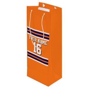 Pumpkin Orange with Navy White Stripes Team Jersey Wine Gift Bag